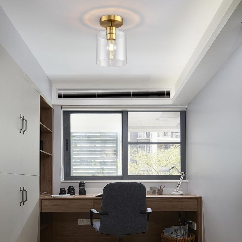 KLSS Modern Brass Semi Flush Mount Light Fixture for Entryway & Hallway, Gold Finish - Image 5
